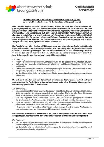 Leitbild Sozialpflege