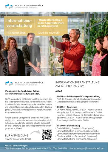 Hochschule Osnabrück Pflanzentechnologie in der Agrarwirtschaft am 17.02.2026