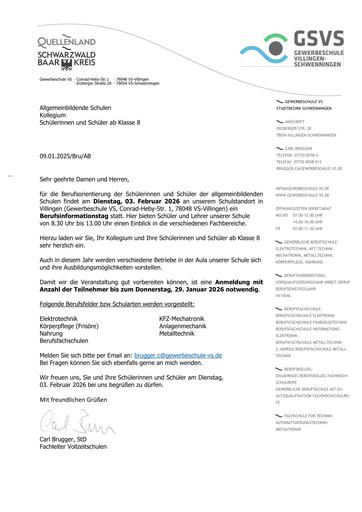 Infotag Gewerbeschule Villingen-Schwenningen 03.02.2026