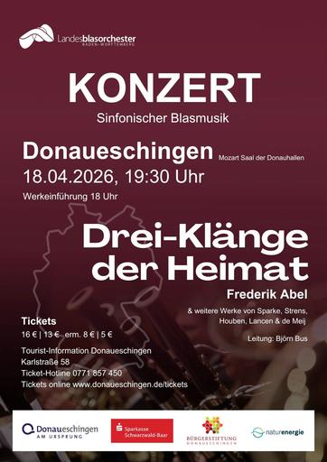 Konzert Donaueschingen Drei Klänge der Heimat 18.04.2026